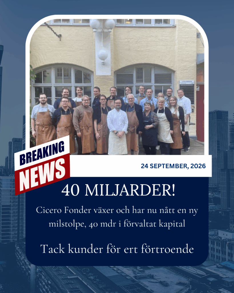 Bild för artikel: Cicero Fonder når 40 miljarder kronor i förvaltat kapital